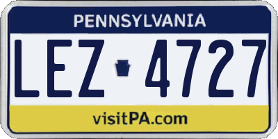 PA license plate LEZ4727