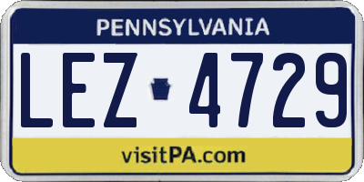 PA license plate LEZ4729