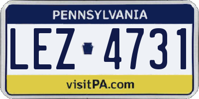 PA license plate LEZ4731