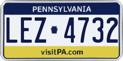 PA license plate LEZ4732