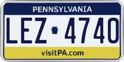 PA license plate LEZ4740