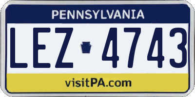 PA license plate LEZ4743