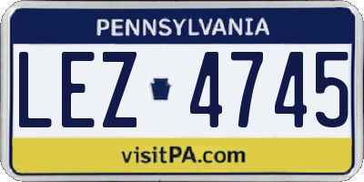 PA license plate LEZ4745