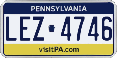 PA license plate LEZ4746