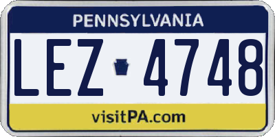 PA license plate LEZ4748