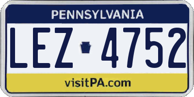 PA license plate LEZ4752