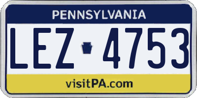 PA license plate LEZ4753