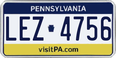 PA license plate LEZ4756