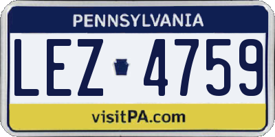PA license plate LEZ4759