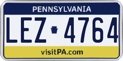 PA license plate LEZ4764