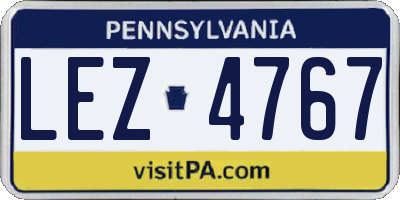 PA license plate LEZ4767
