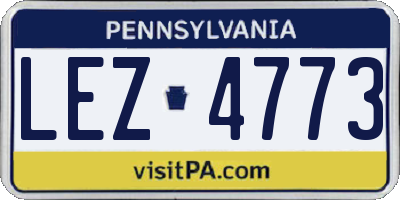 PA license plate LEZ4773
