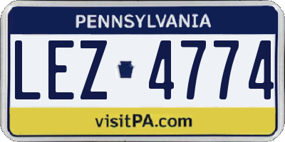 PA license plate LEZ4774