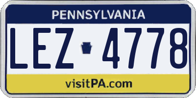 PA license plate LEZ4778