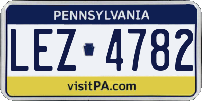 PA license plate LEZ4782