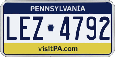 PA license plate LEZ4792