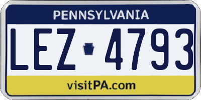 PA license plate LEZ4793
