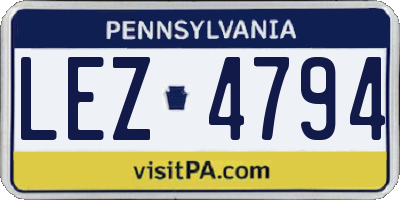 PA license plate LEZ4794