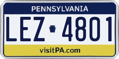PA license plate LEZ4801
