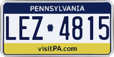 PA license plate LEZ4815