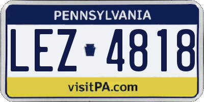 PA license plate LEZ4818