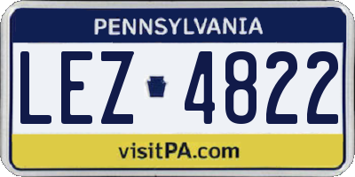 PA license plate LEZ4822