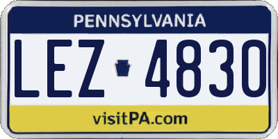 PA license plate LEZ4830