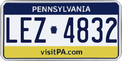 PA license plate LEZ4832