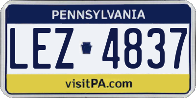 PA license plate LEZ4837