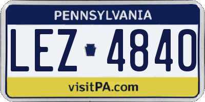 PA license plate LEZ4840