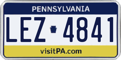 PA license plate LEZ4841