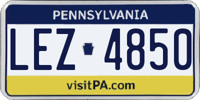 PA license plate LEZ4850