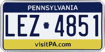 PA license plate LEZ4851