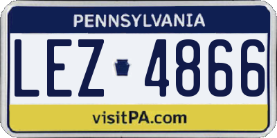PA license plate LEZ4866