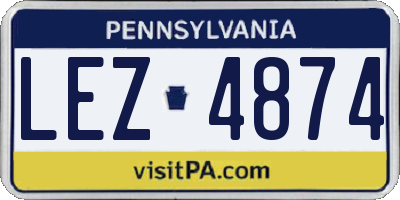 PA license plate LEZ4874