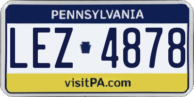 PA license plate LEZ4878