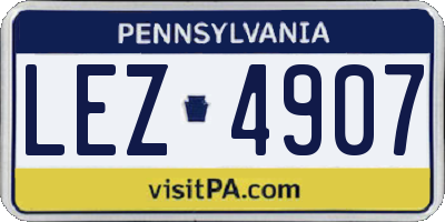 PA license plate LEZ4907