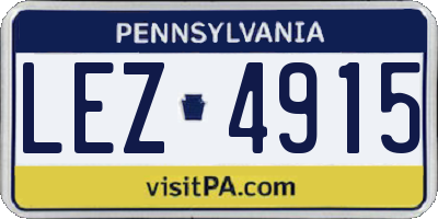 PA license plate LEZ4915