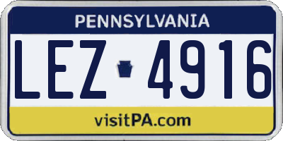 PA license plate LEZ4916