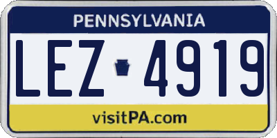 PA license plate LEZ4919