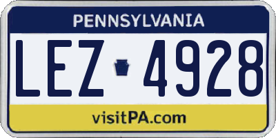 PA license plate LEZ4928