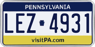 PA license plate LEZ4931