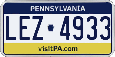 PA license plate LEZ4933