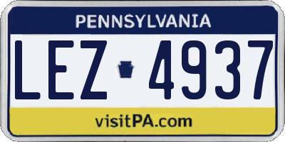 PA license plate LEZ4937