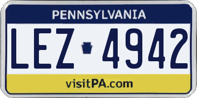 PA license plate LEZ4942