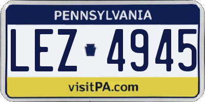 PA license plate LEZ4945
