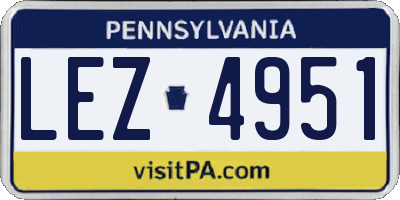 PA license plate LEZ4951