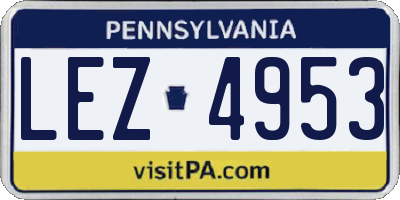 PA license plate LEZ4953
