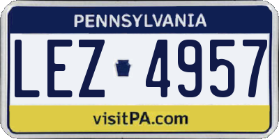 PA license plate LEZ4957
