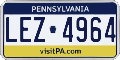 PA license plate LEZ4964